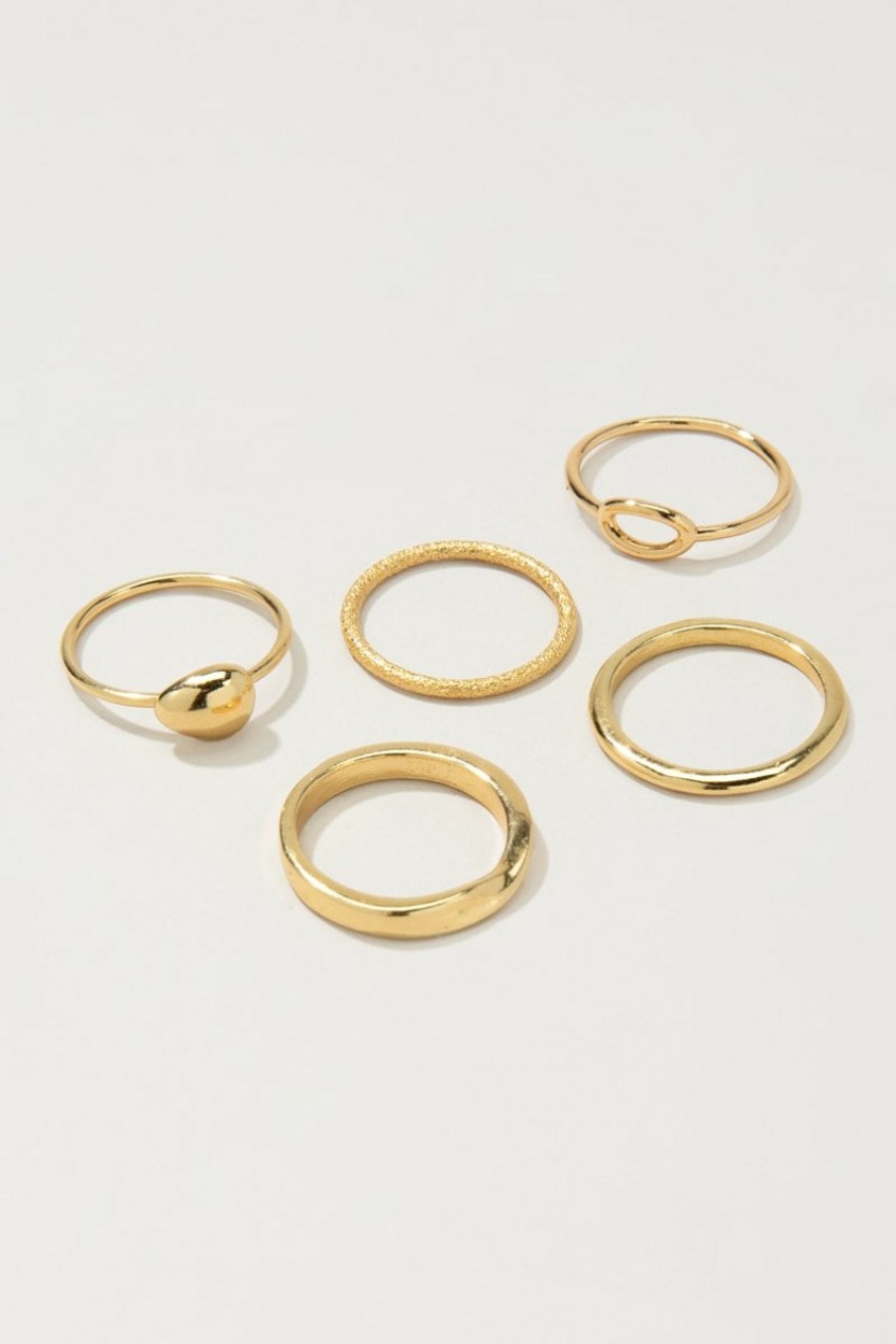 Francesca's Gloriana Bean And Oval Open Twist Rings Gold Rings