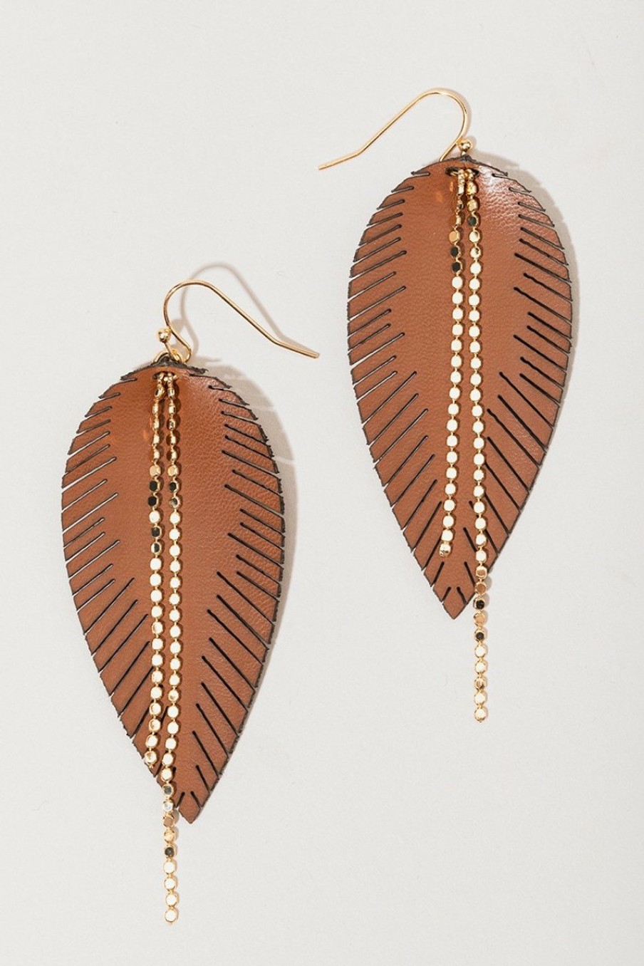 Francesca's Carolina Faux Leather Leaf Earrings Brown Earrings