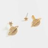 Francesca's Vivenne Saturn Ear Jacket Gold Earrings