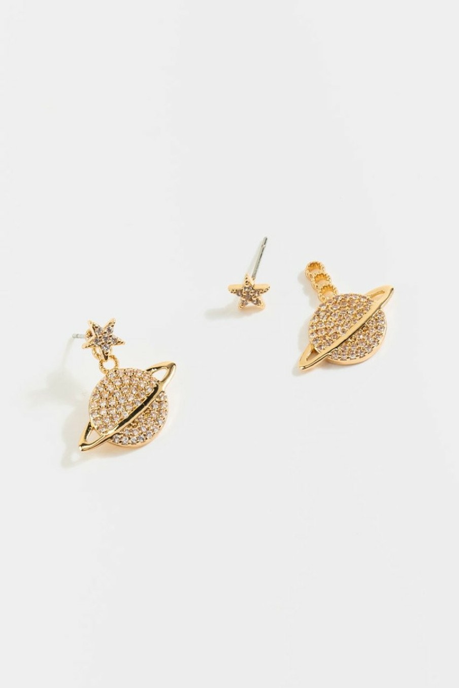 Francesca's Vivenne Saturn Ear Jacket Gold Earrings