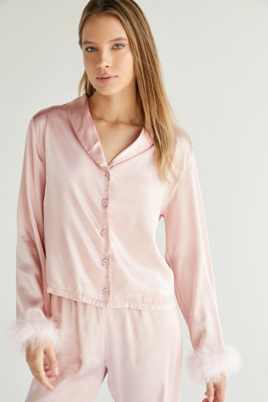 Francesca's Amber Fur Lined Satin Pj Set Gifts For The Bride