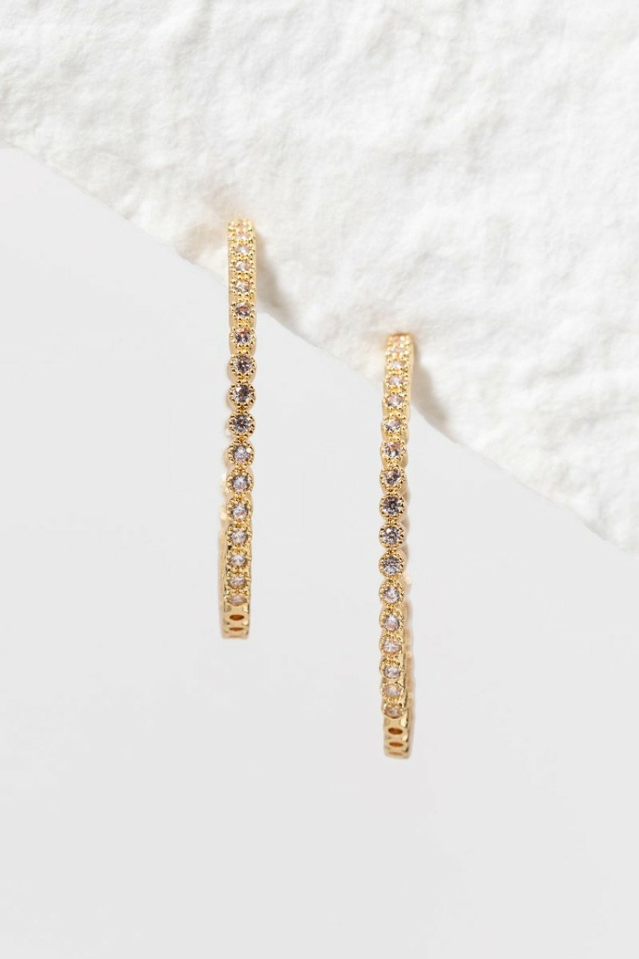 Francesca's Amy Delicate And Crystal Circle Hoops Gold Earrings