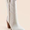 Francesca's Mia Raylyn Western Flare Boots Ivory Boots