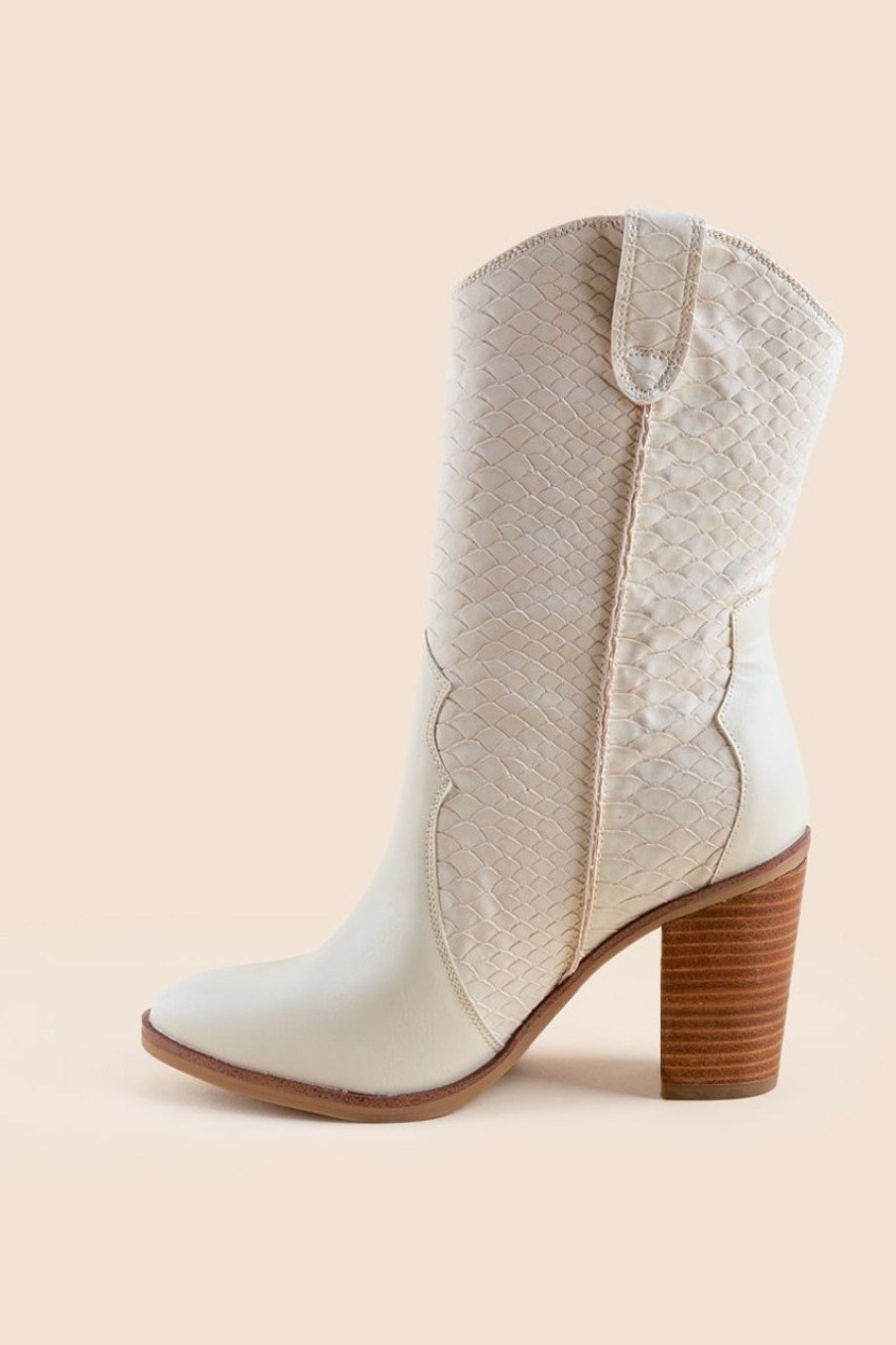 Francesca's Mia Raylyn Western Flare Boots Ivory Boots