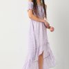 Francesca's Perdita Off Shoulder Ditsy Floral Maxi Dress Lavender Dresses