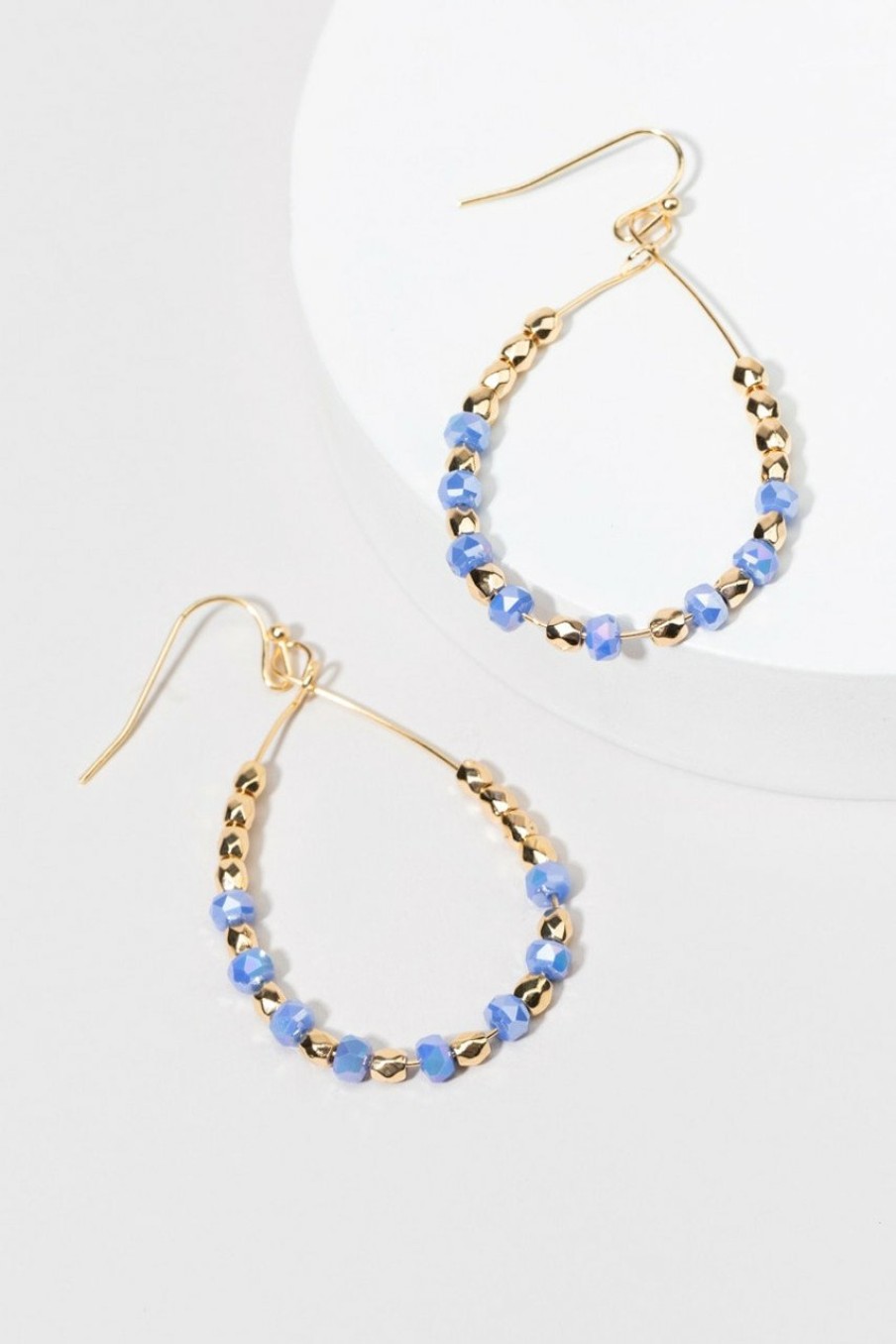 Francesca's Cassandra Facet Bead Station Drop Earrings Light Blue Earrings