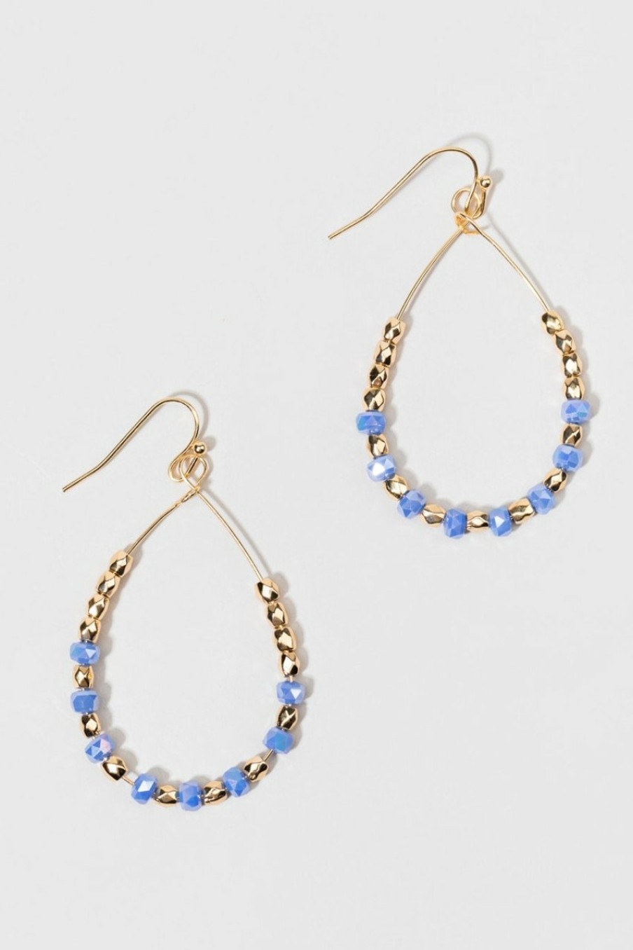 Francesca's Cassandra Facet Bead Station Drop Earrings Light Blue Earrings