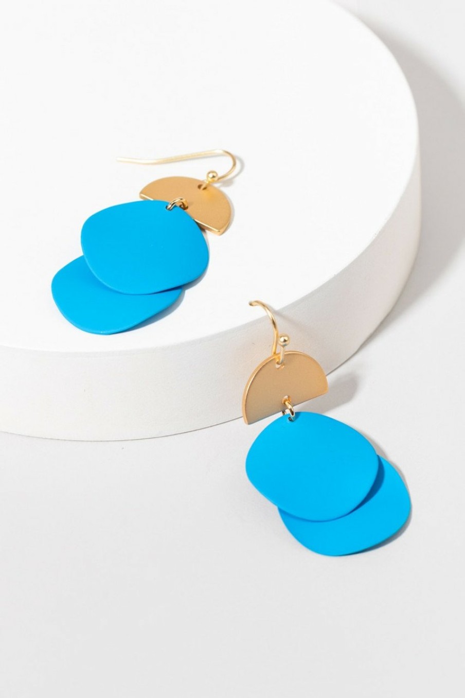 Francesca's Tammy Matte Painted Double Circle Drop Earrings Blue Earrings