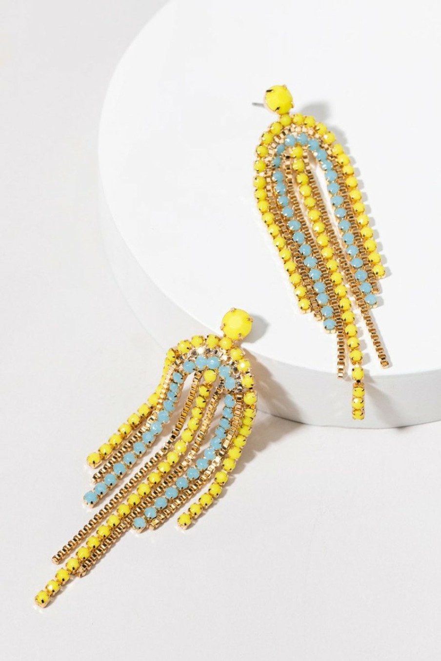 Francesca's Marylin Two Tone Chandelier Earrings Yellow Earrings