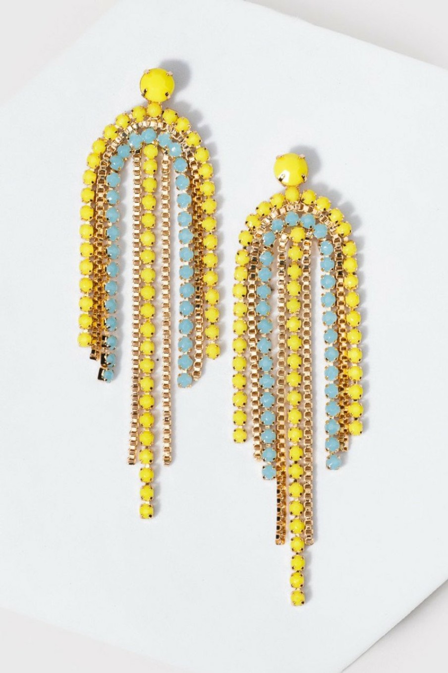 Francesca's Marylin Two Tone Chandelier Earrings Yellow Earrings