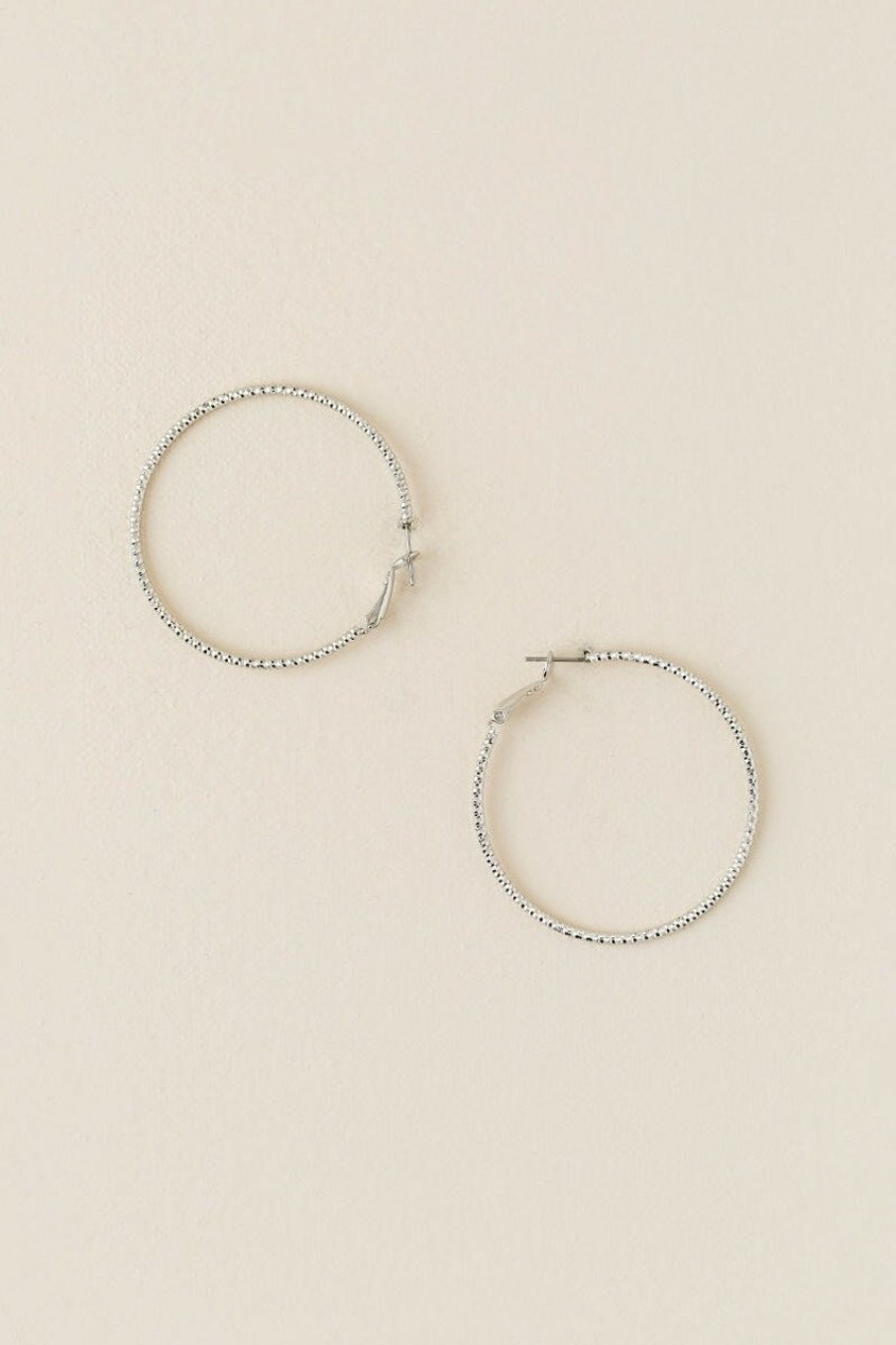 Francesca's Draya Diamond Cut Hoops Silver Earrings