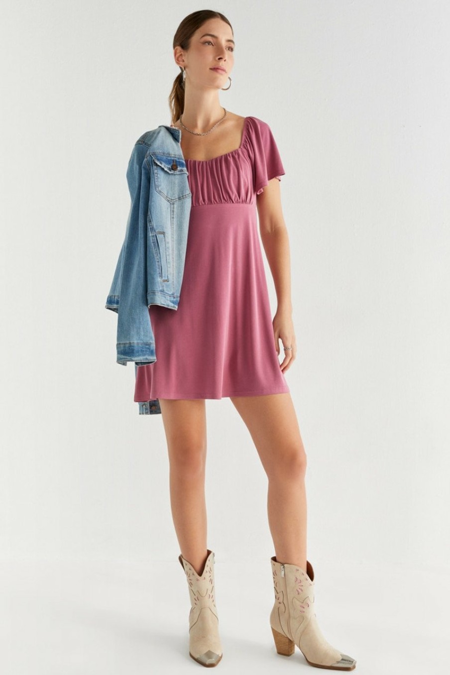 Francesca's Velencia Ruched Mini Dress Dresses