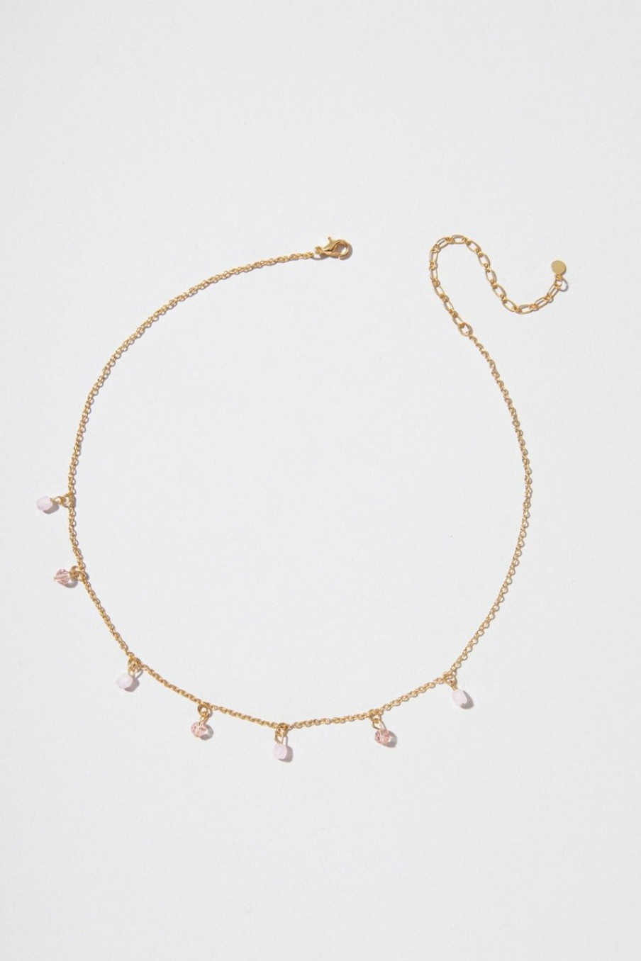 Francesca's Kim Delicate Beaded Dangle Choker Pink Necklaces