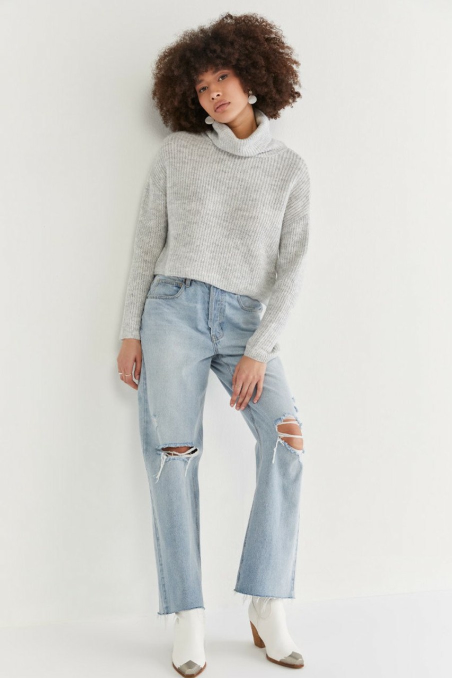 Francesca's Elizabeth Basic Turtleneck Pullover Tops