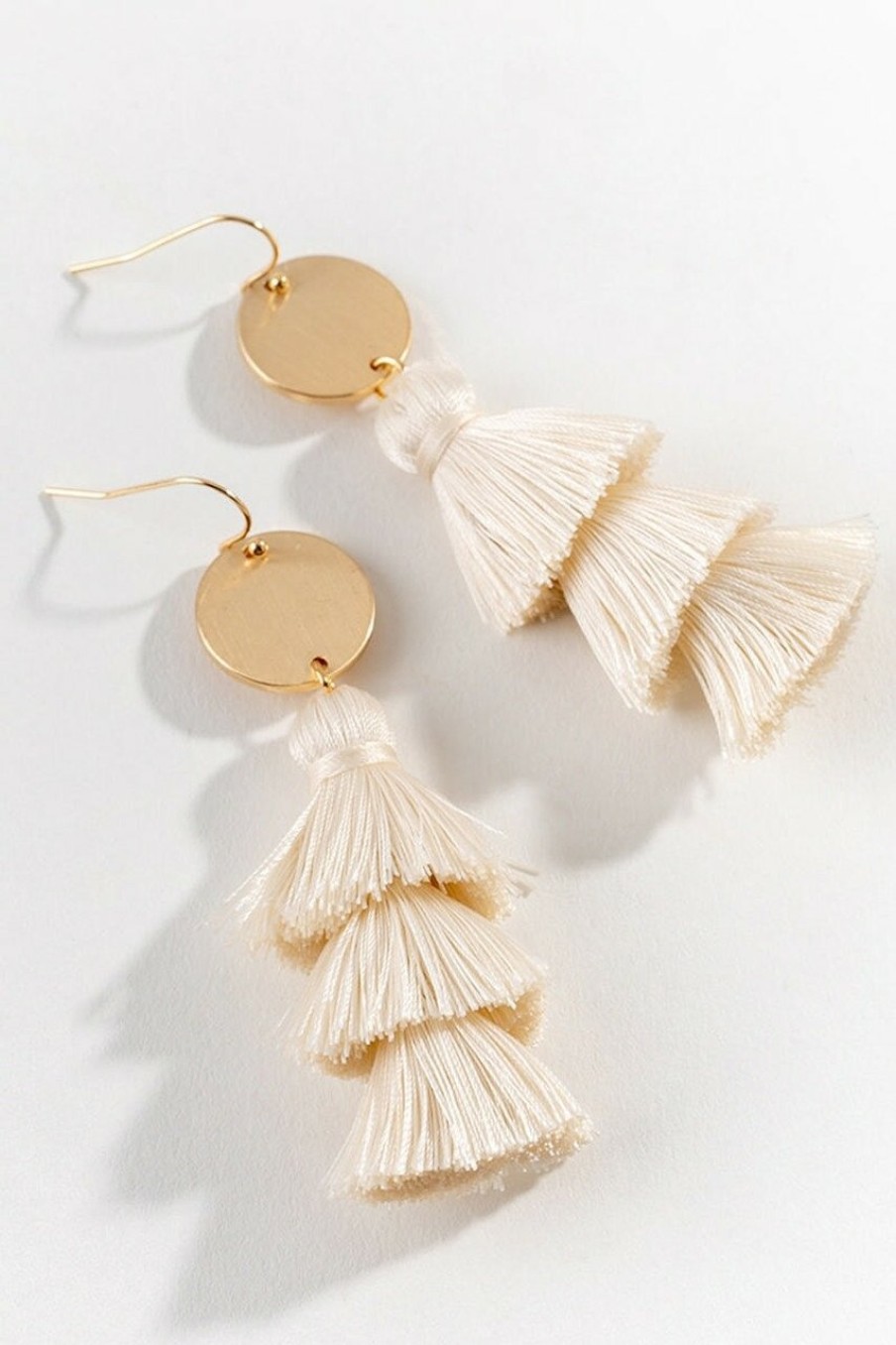 Francesca's Daphne Tassel Earrings In Natural Earrings