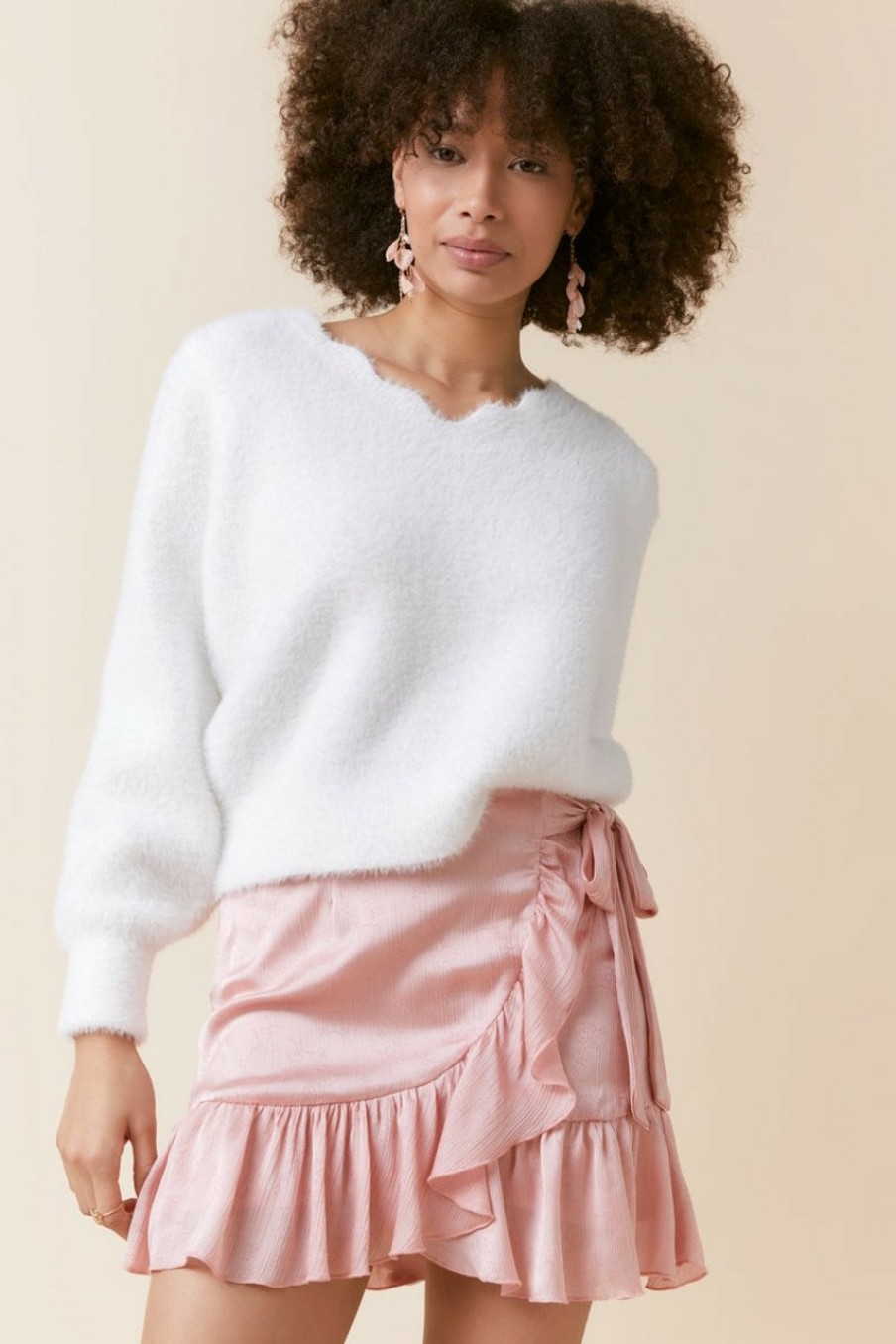 Francesca's Alison Ruffle Mini Skirt Pink Skirts