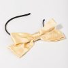 Francesca's Clarissa Large Satin Bow Headband Cream Hair