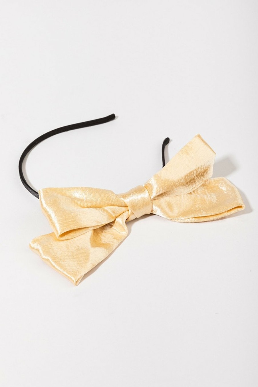 Francesca's Clarissa Large Satin Bow Headband Cream Hair