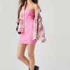 Francesca's Ashlea One Shoulder Mini Dress Pink Dresses