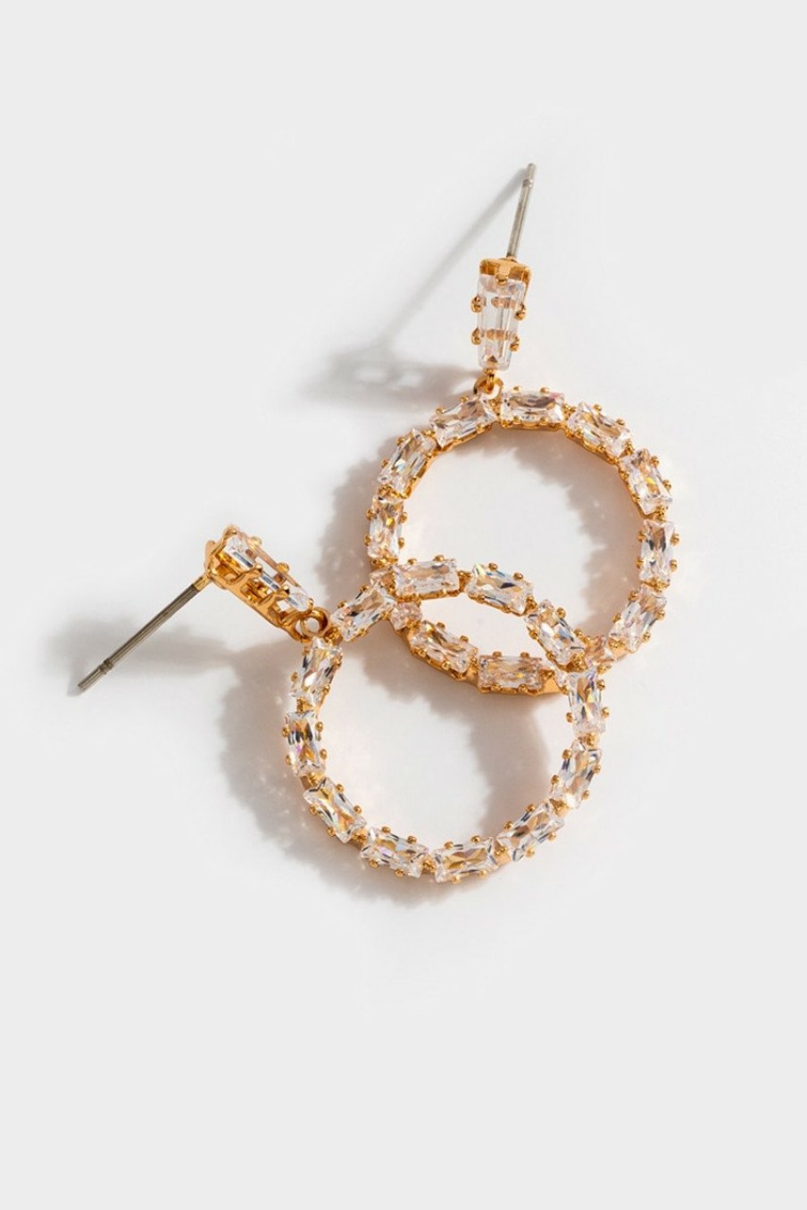 Francesca's Charli Cz Baguette Circle Earrings Gold Earrings