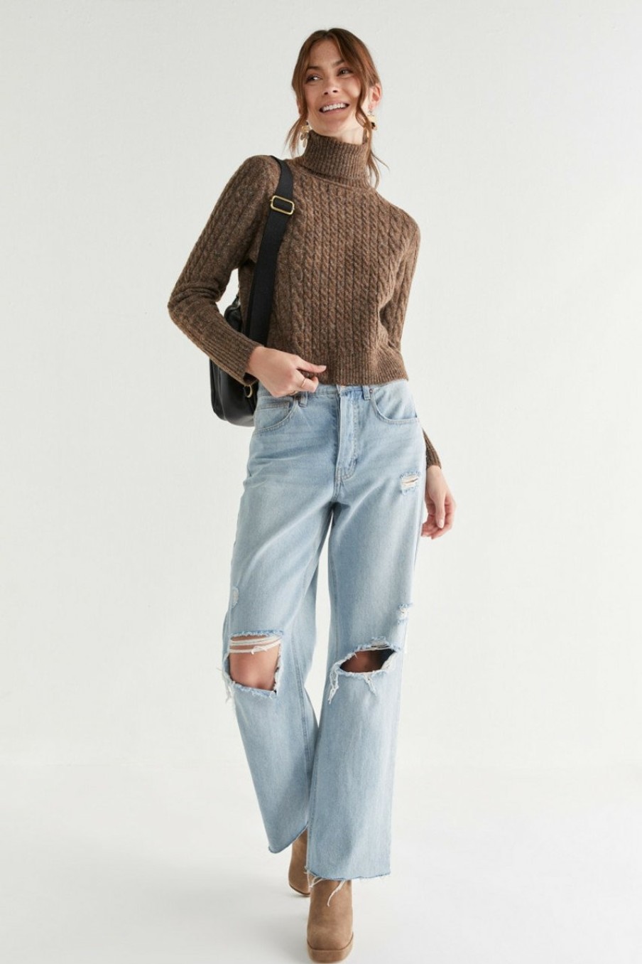 Francesca's Becci Turtleneck Pullover Tops