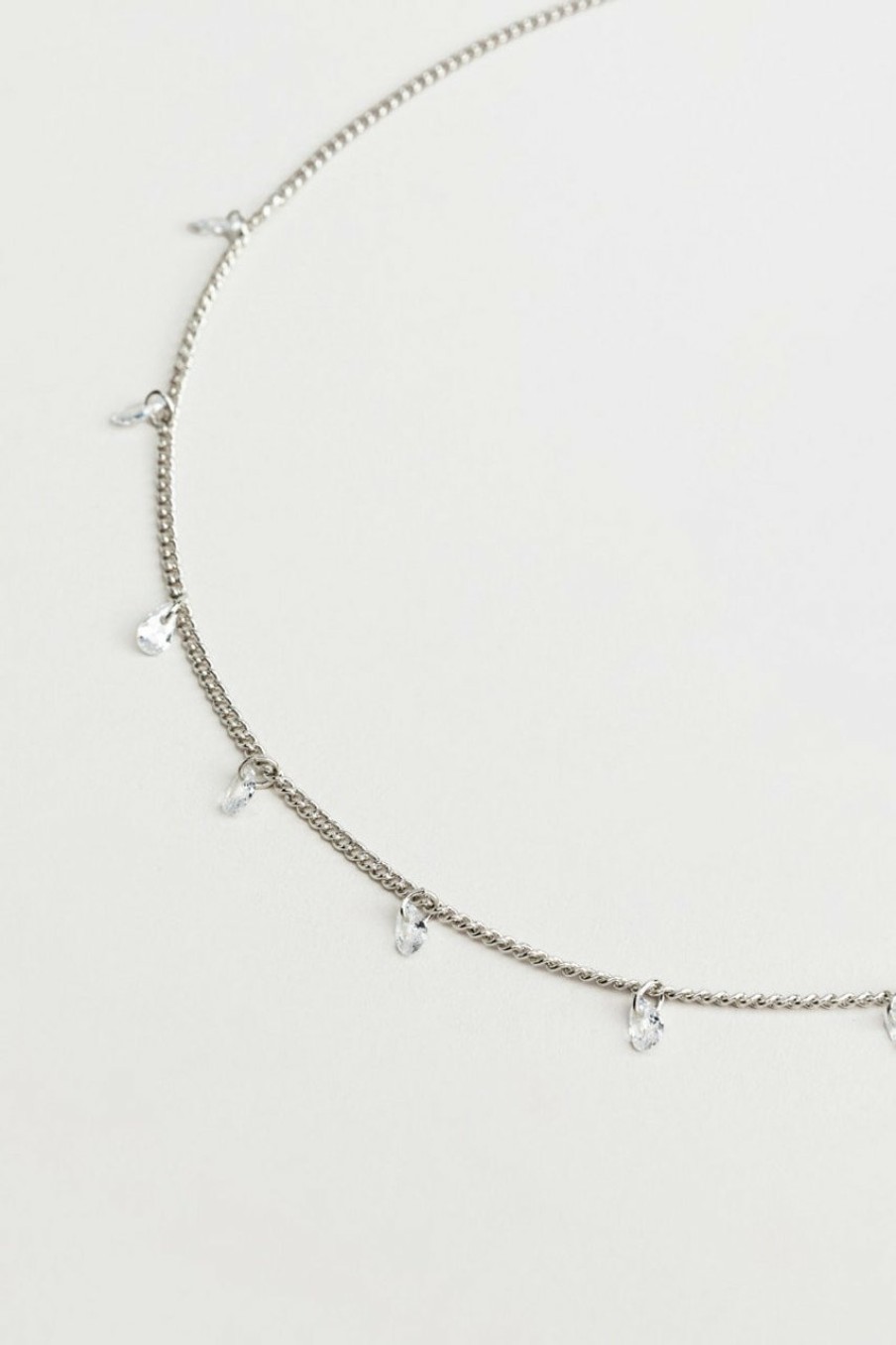 Francesca's Maxine Crystal Station Choker Silver Necklaces