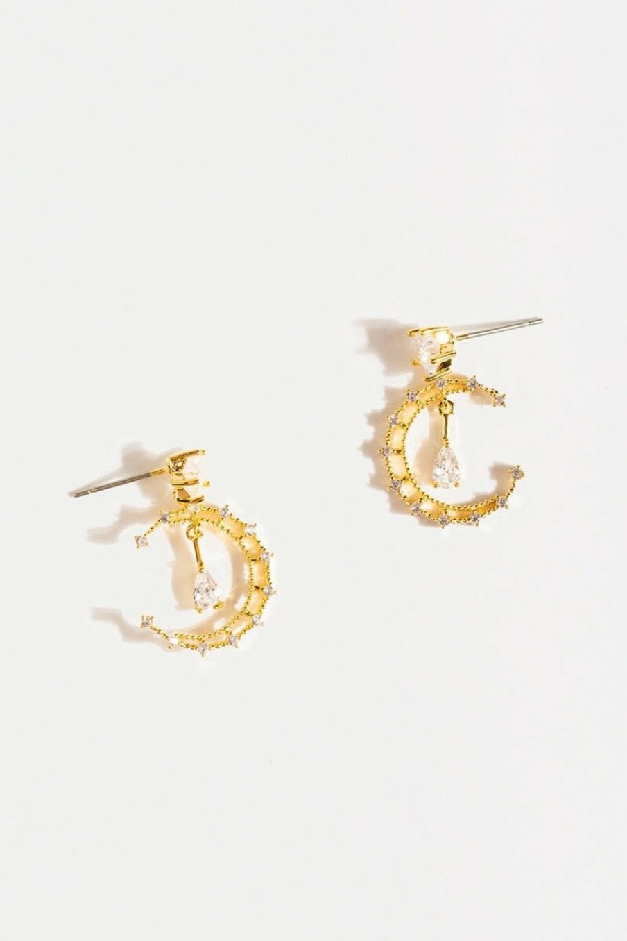 Francesca's Ryan Pave Moon Charm Earrings Gold Earrings