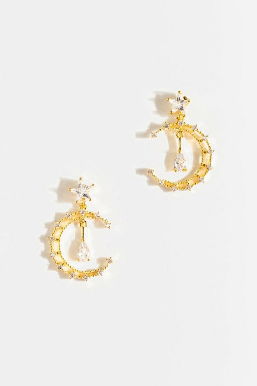 Francesca's Ryan Pave Moon Charm Earrings Gold Earrings