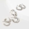 Francesca's Kimber Multi Texture Hoop Earring Set Silver Earrings