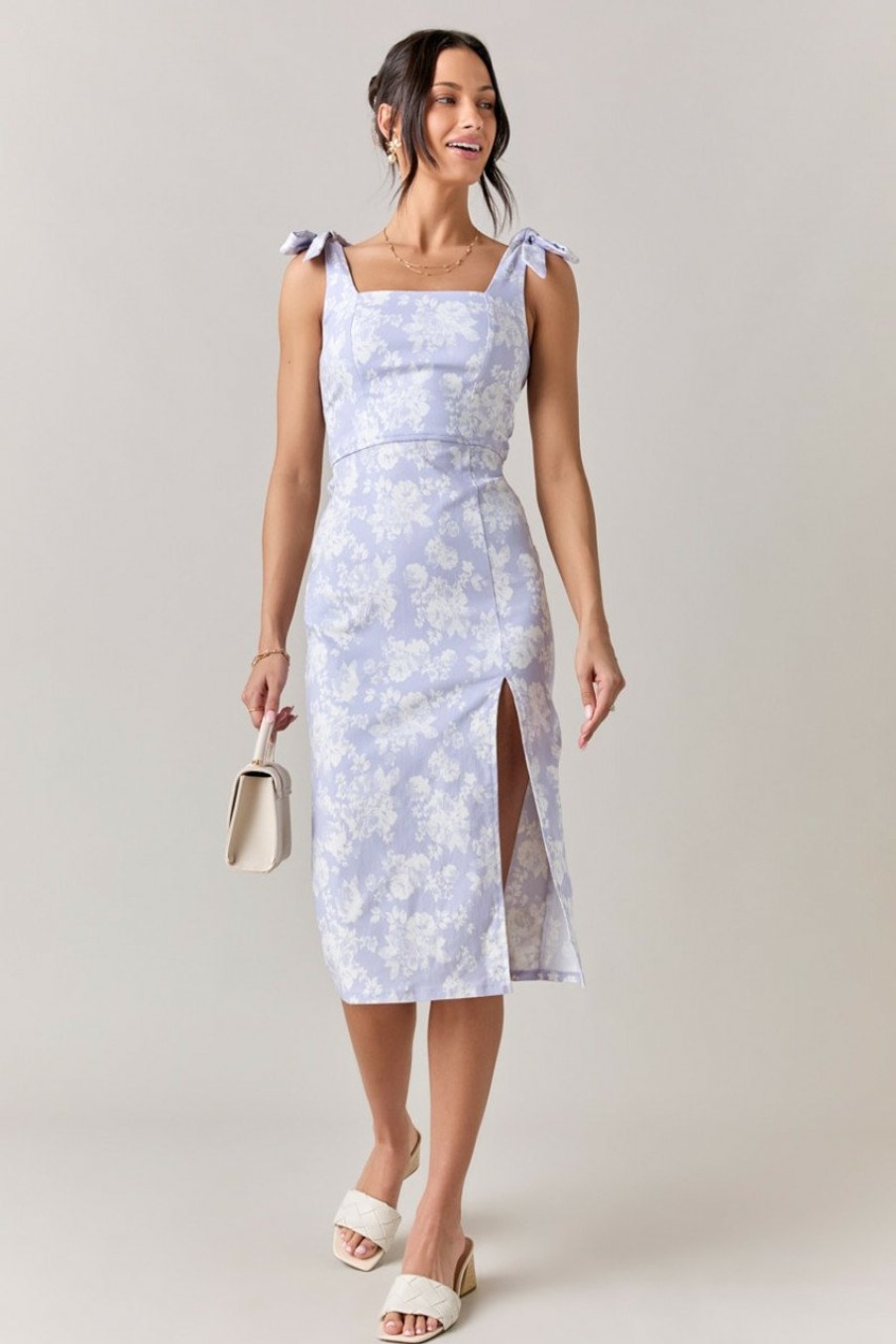 Francesca's Emmie Floral Tie Strap Dress Lavender Dresses