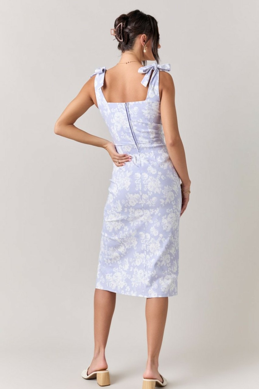 Francesca's Emmie Floral Tie Strap Dress Lavender Dresses