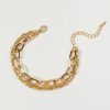 Francesca's Brinley Double Row Paperclip Bracelet Gold Bracelets