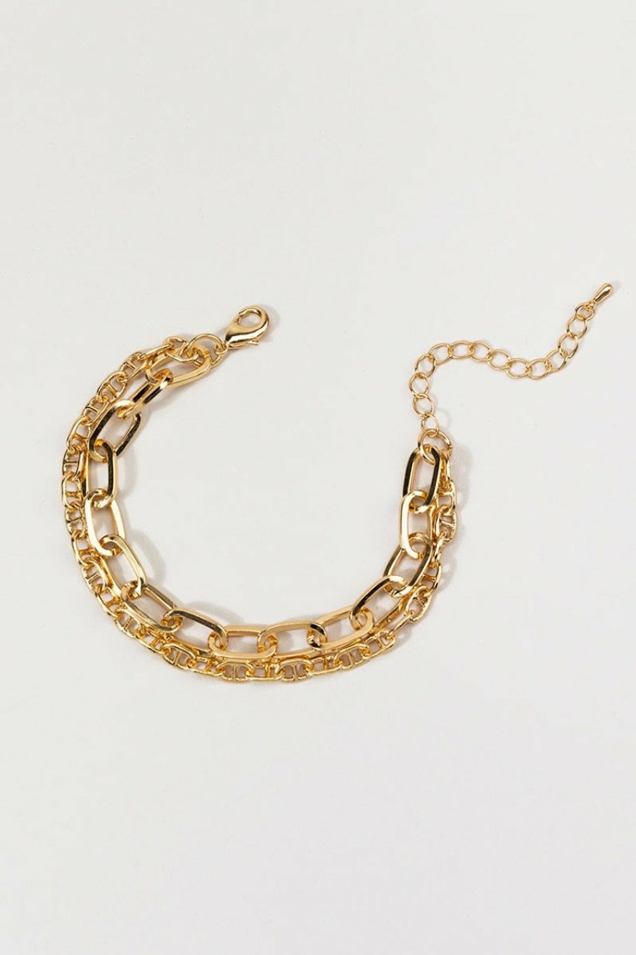 Francesca's Brinley Double Row Paperclip Bracelet Gold Bracelets