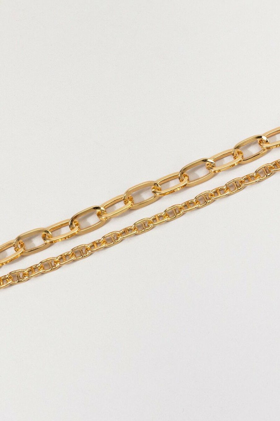 Francesca's Brinley Double Row Paperclip Bracelet Gold Bracelets