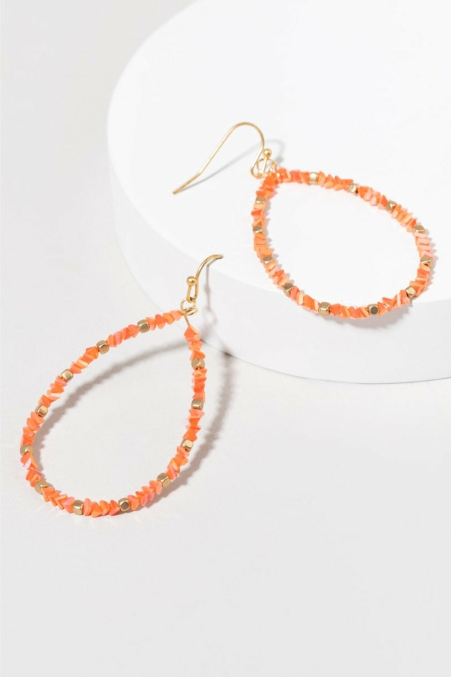 Francesca's Marianna Glass Chip Drop Earrings Coral Earrings