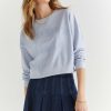 Francesca's Alyssa Santa Monica Sweatshirt Light Blue Tops