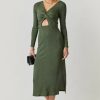 Francesca's Cali Twist Front Midi Dress Olive Green Dresses