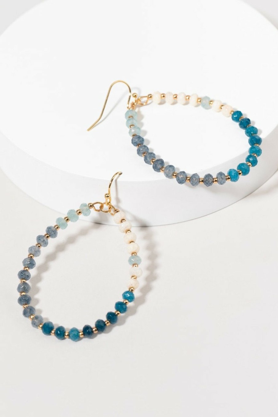 Francesca's Patrica Semi Bead Ombre Drop Earrings Blue Earrings