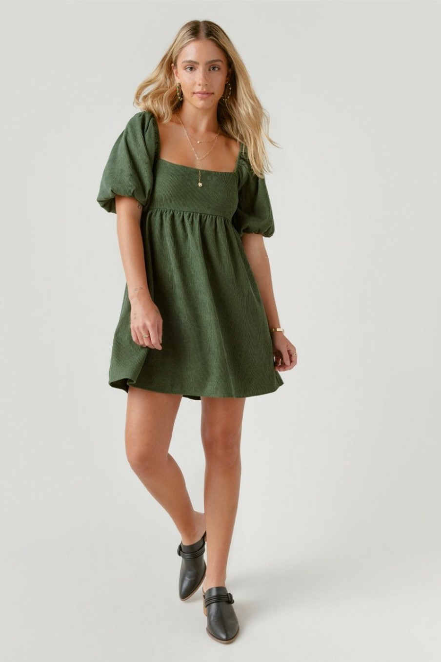 Francesca's Bella Bow Back Corduroy Mini Dress Dresses