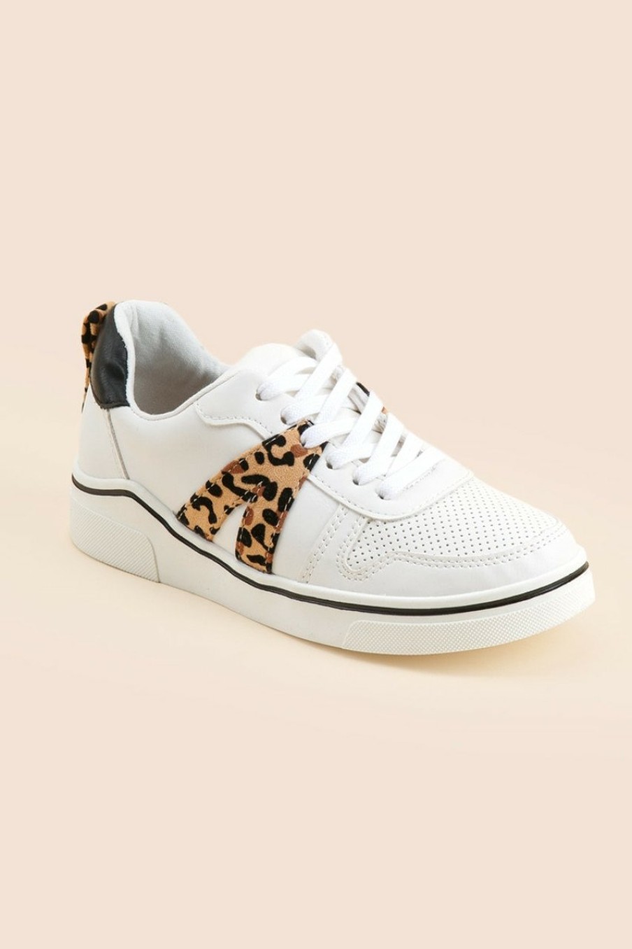 Francesca's Mia Alta Leopard Sneakers White Sneakers