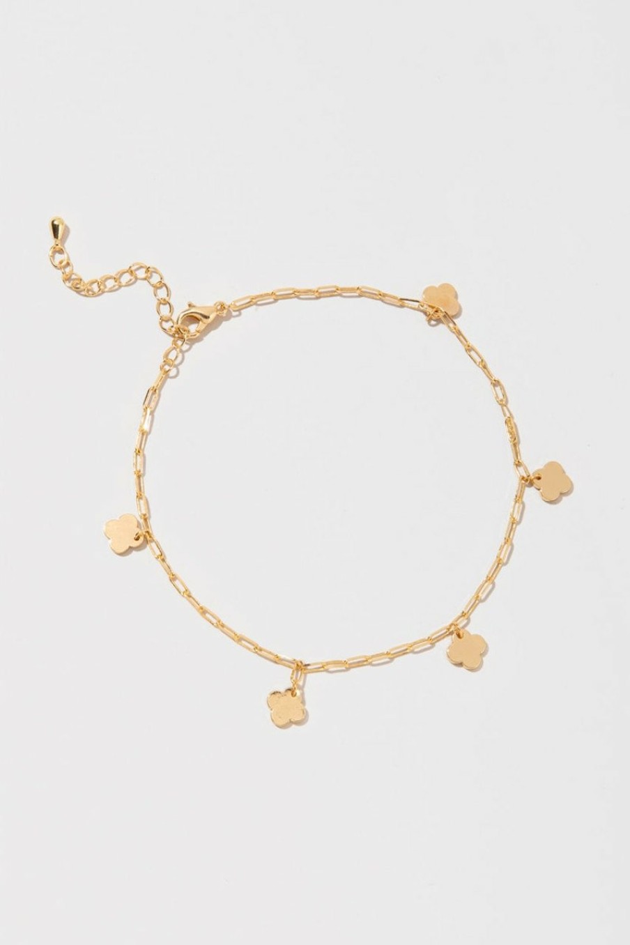 Francesca's Lilian Shaky Clovers Anklet Gold Anklets