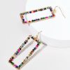 Francesca's Elianna Beaded Outline Rectangle Earrings Multi Earrings