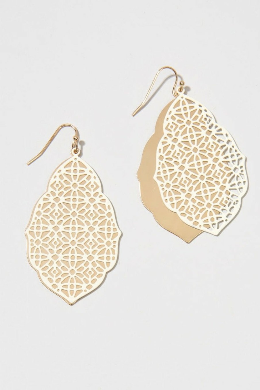 Francesca's Aubrielle Filigree Metal Overlay Drop Earrings Ivory Earrings