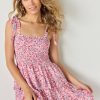 Francesca's Macie Floral Tiered Dress Pink Dresses