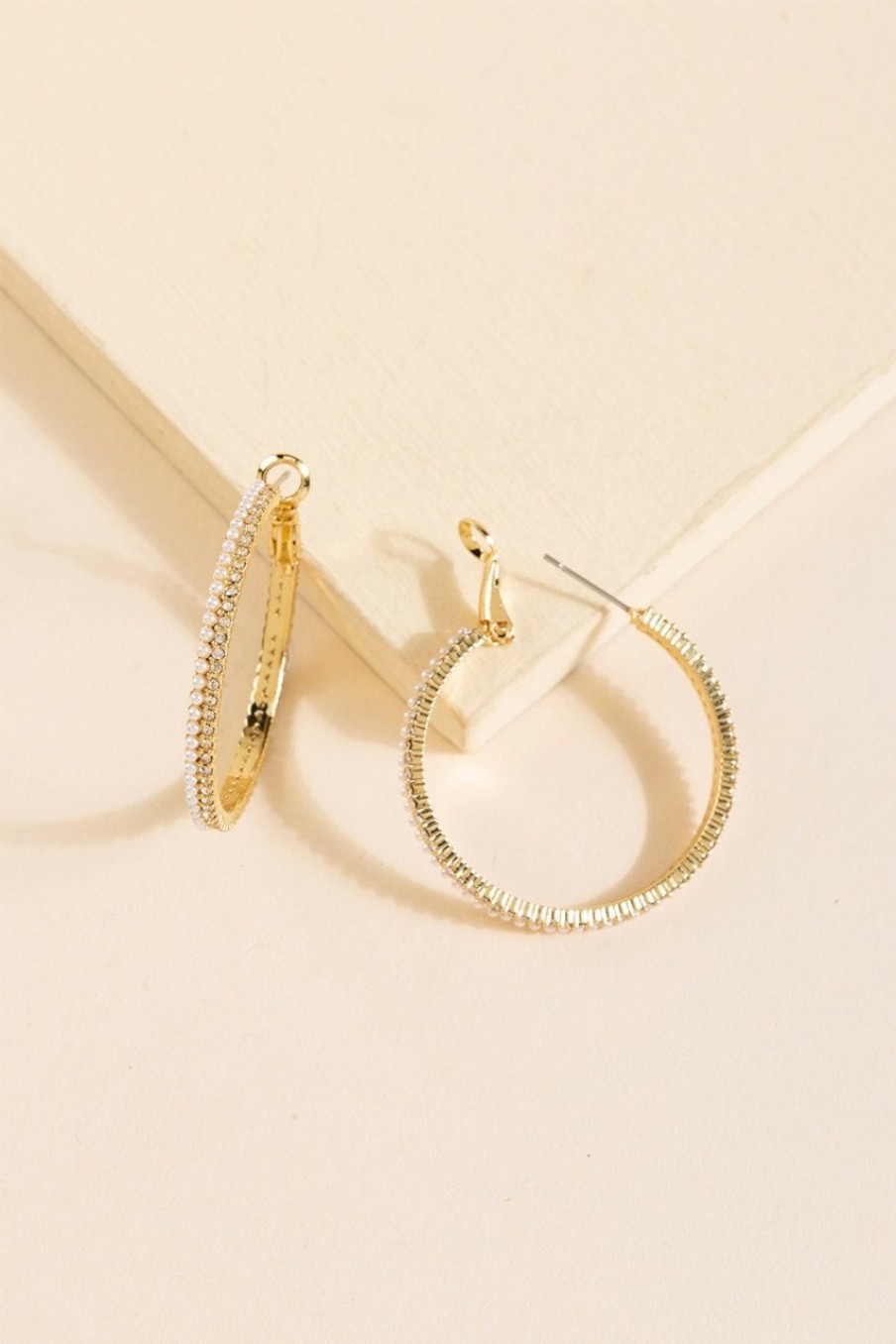 Francesca's Ada Pave Crystal & Pear Hoop Earrings Gold Earrings