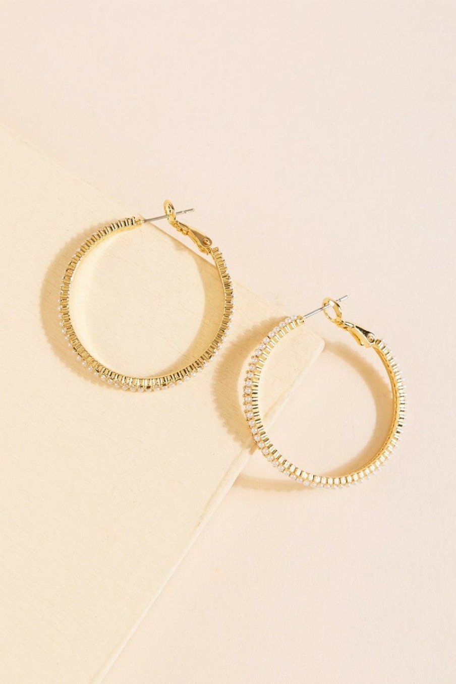 Francesca's Ada Pave Crystal & Pear Hoop Earrings Gold Earrings