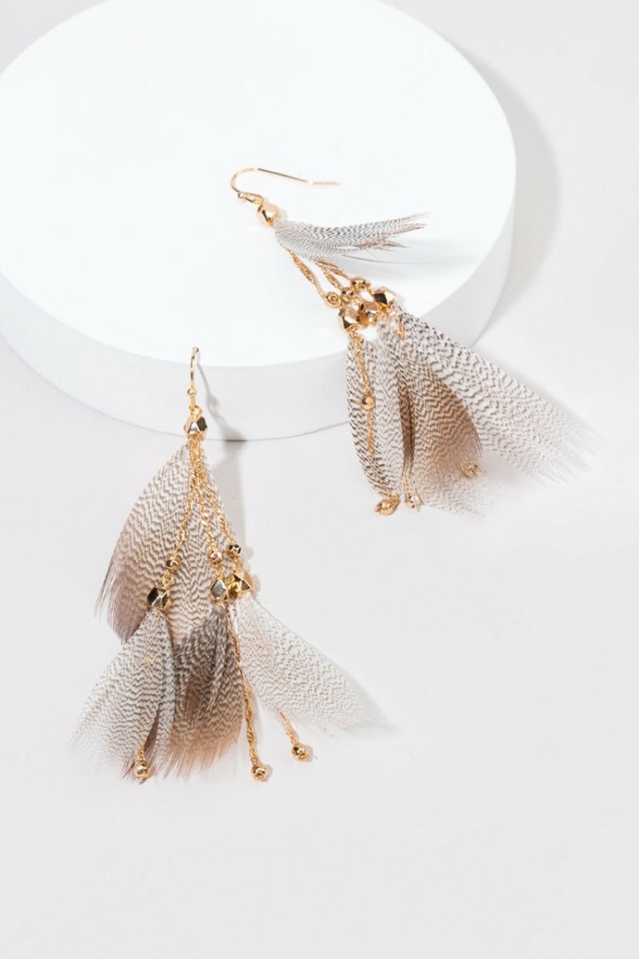 Francesca's Maya Feather Drop Earrings Natural Earrings