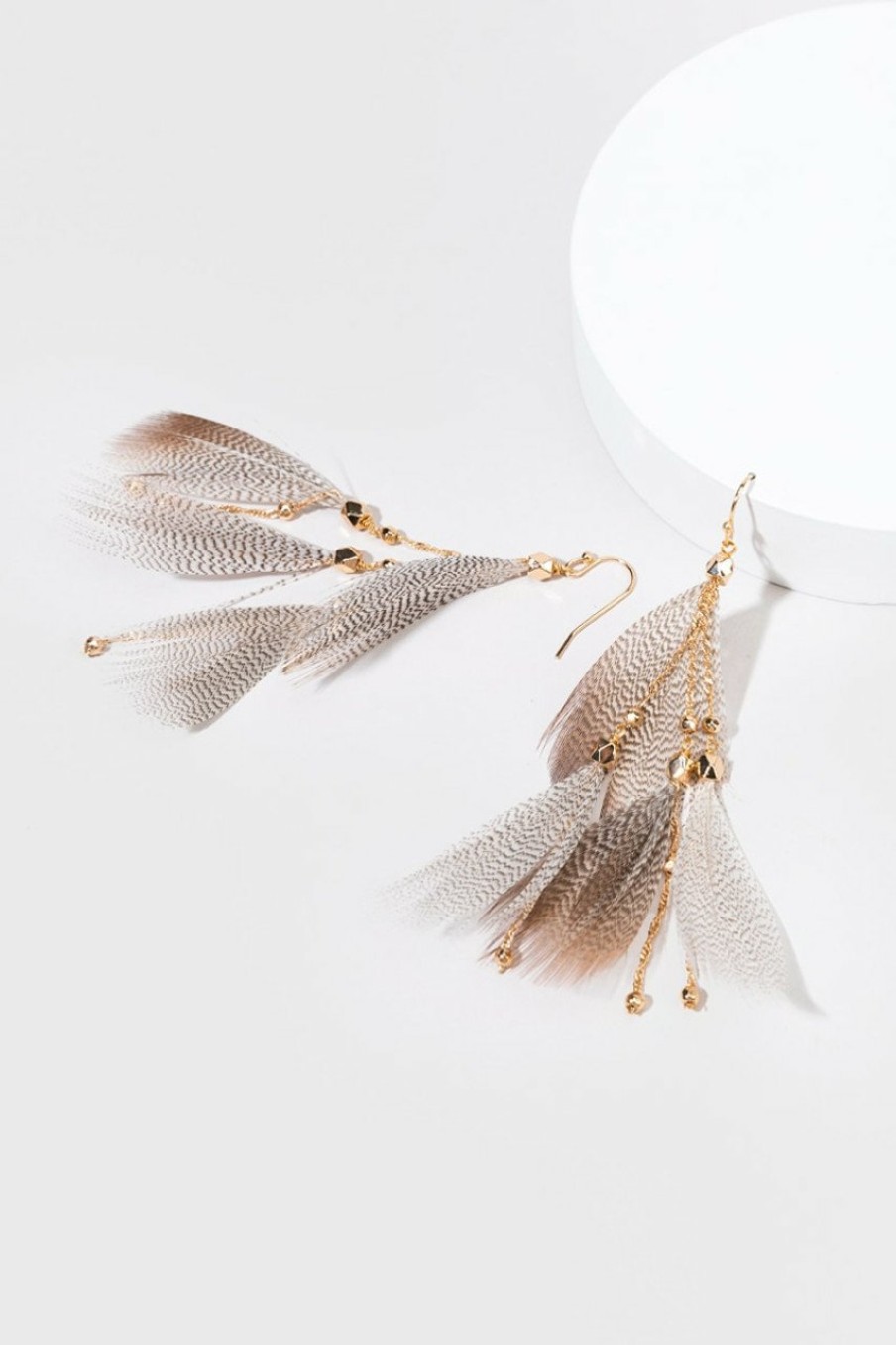 Francesca's Maya Feather Drop Earrings Natural Earrings