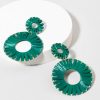 Francesca's Noreen Woven Raffia Circle Drop Earrings Green Earrings