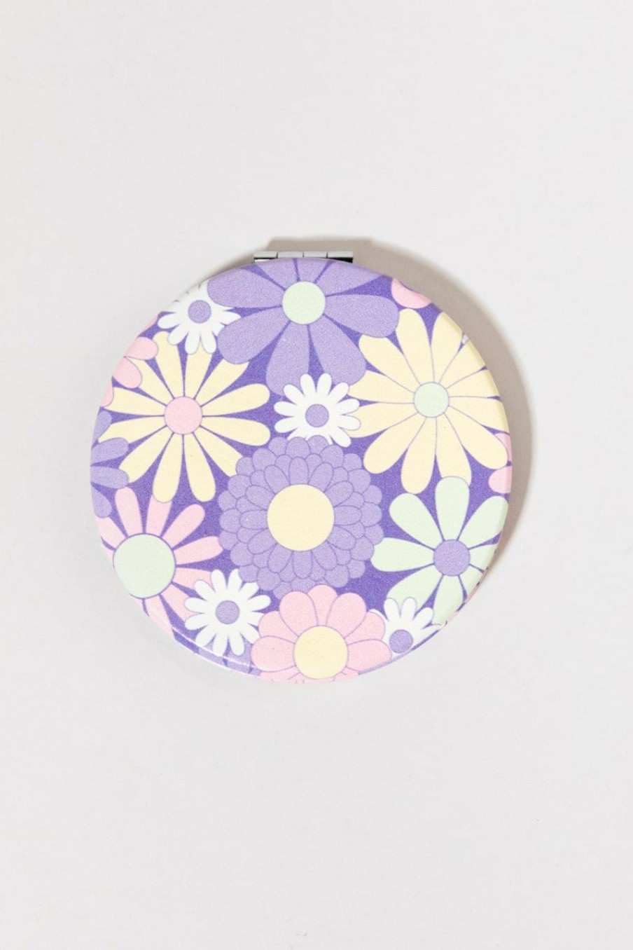 Francesca's Retro Flower Compact Mirror Lavender Beauty & Wellness